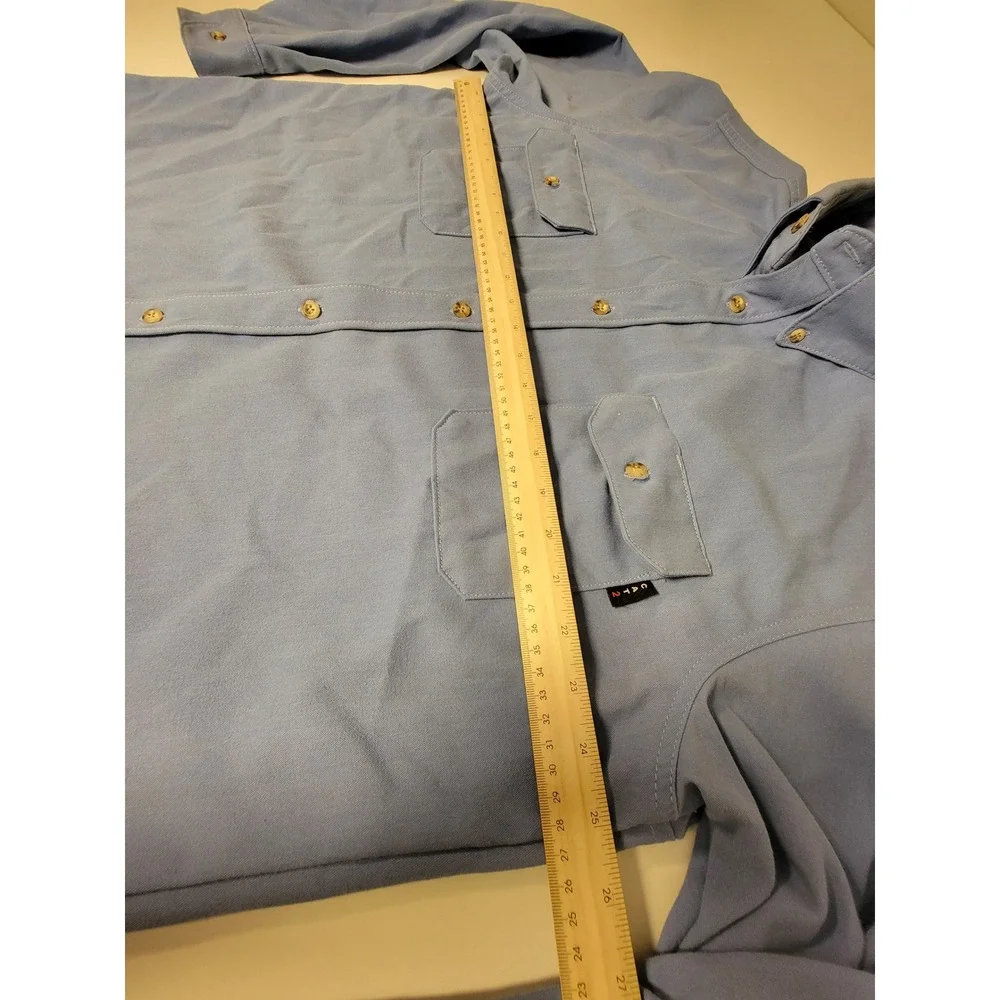 DriFire FR Work Shirt Mens XL Blue Flame Resistant CAT 2 Long Sleeve Button Down - Picture 6 of 7
